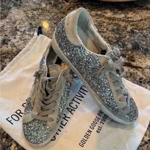 Golden Goose size 38 silver glitter